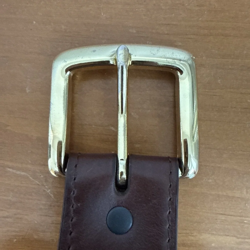 Vintage DDD 3D Men's Western Belt Brown Genuine Leather Gold Tone Buckle Size-34